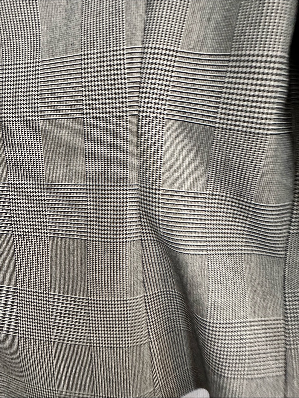 Italian Tailored Grey Plaid Collarless Blazer - Classic Open Front - Picture 4 of 6